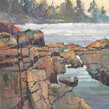 Colorful cliffs by the water