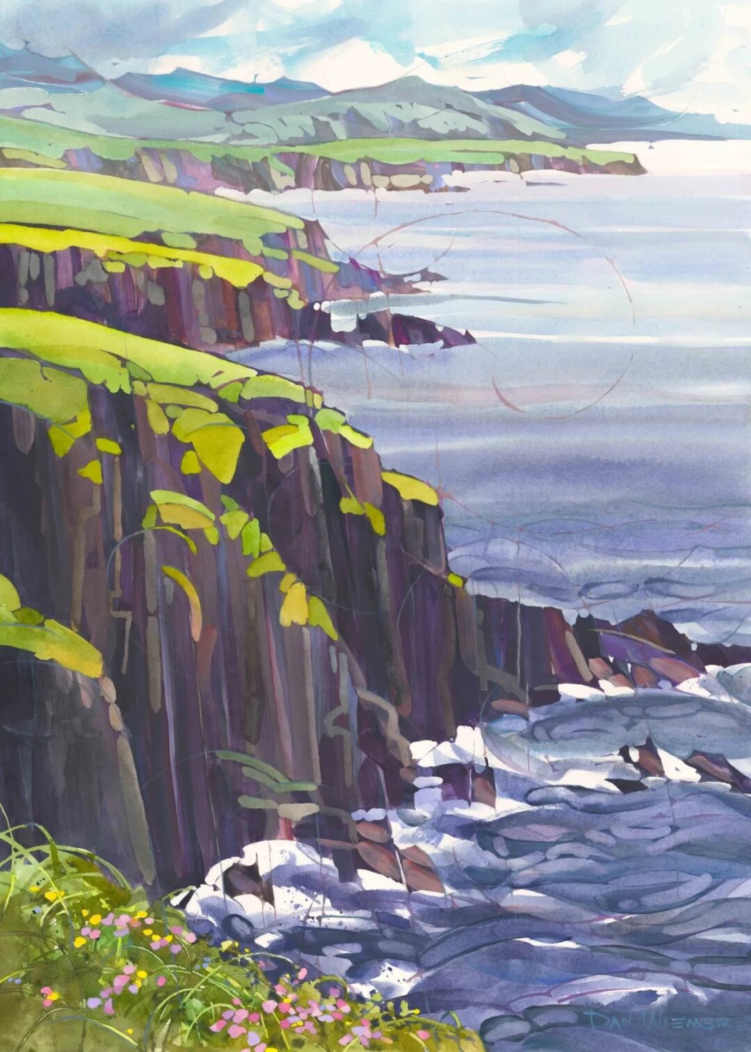 Vibrant cliffs overlooking the sea