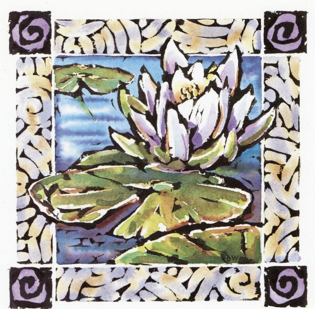 Artistic water lily illustration