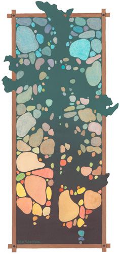 Artistic tree outline featuring colorful stones